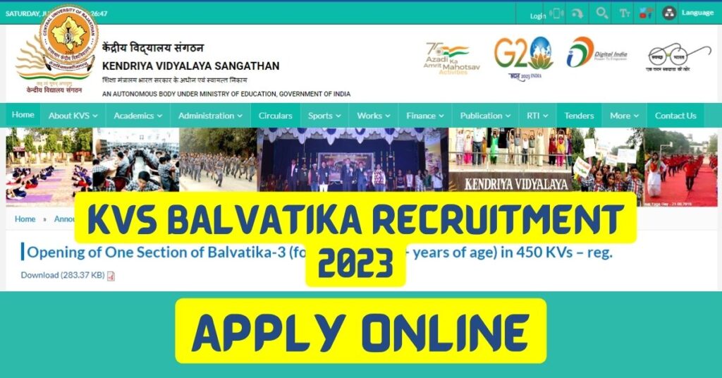 kvs-balvatika-recruitment-2023-apply-online